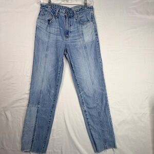 AG Adriano Goldschmied The Phoebe Jeans 27 Light Wash Patchwork High Rise